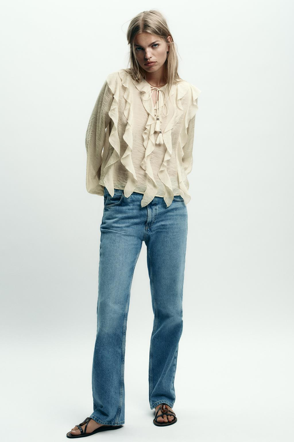 Zara ROMANTIC RUFFLED BLOUSE