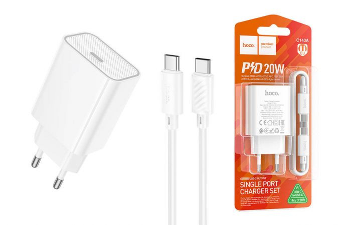 Hoco C143A Type-C to Type-C 1m-20W charger