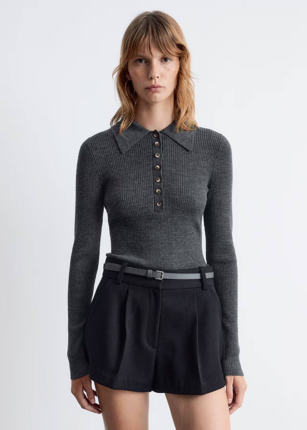 H&M Merino wool long-sleeved polo top