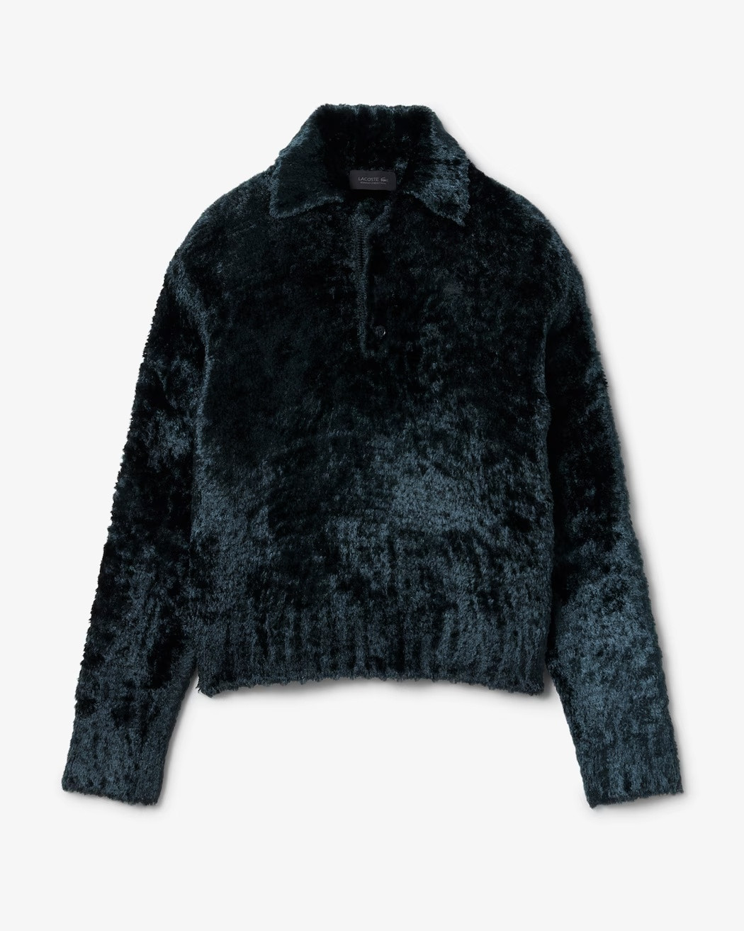 LACOSTE Runway velvet pullover with polo collar