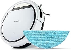 Medion Robot Vacuum Cleaner, Suction and Mopping Functions, 90 Min. Running Time, 2-in-1 Vacuum Cleaner and Mopping Robot for Hard Floors, Carpets, Tiles, Laminate, Animal Hair Optimised, Return To Ch