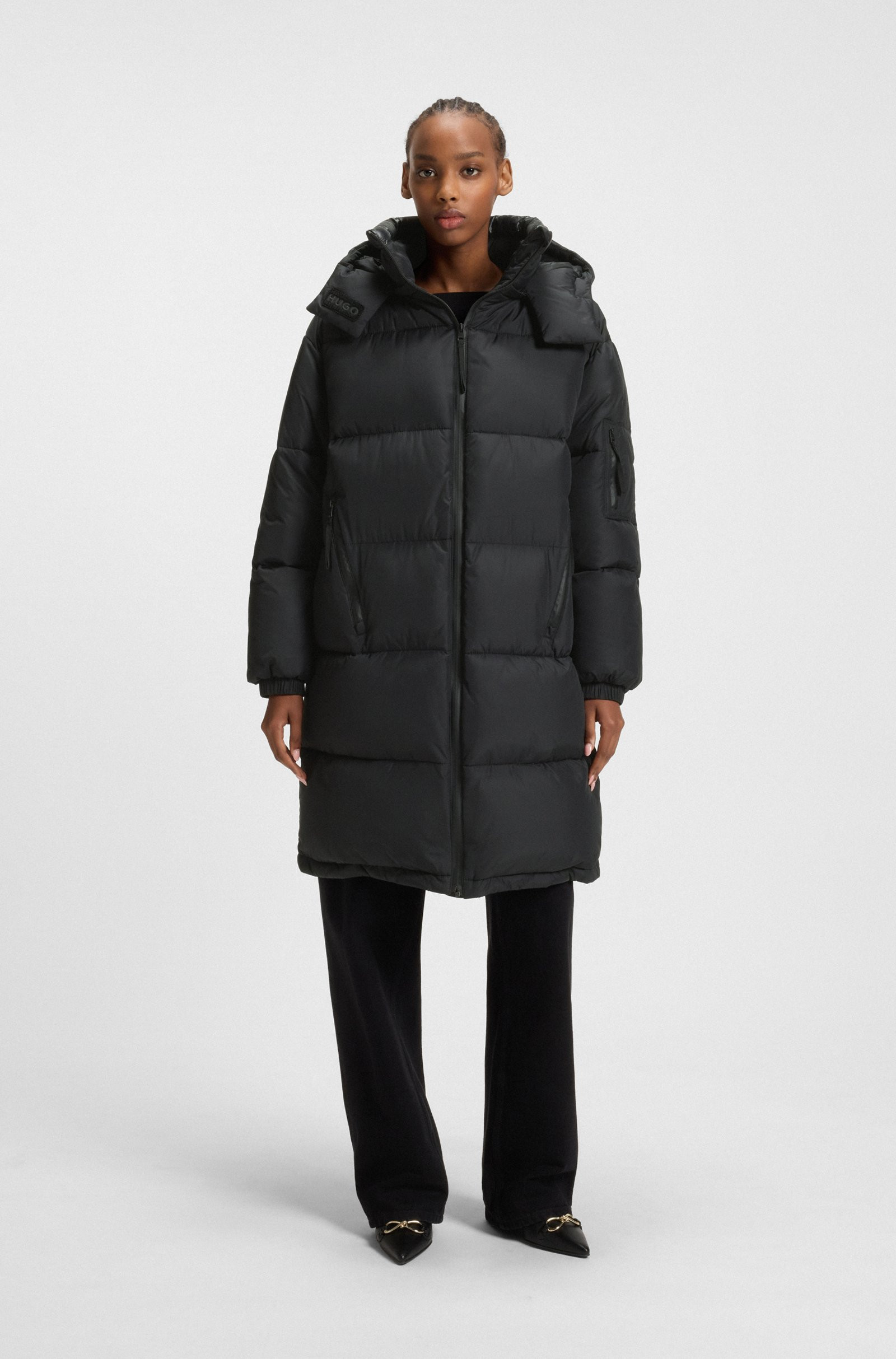 HUGO Water-repellent parka jacket with detachable hood