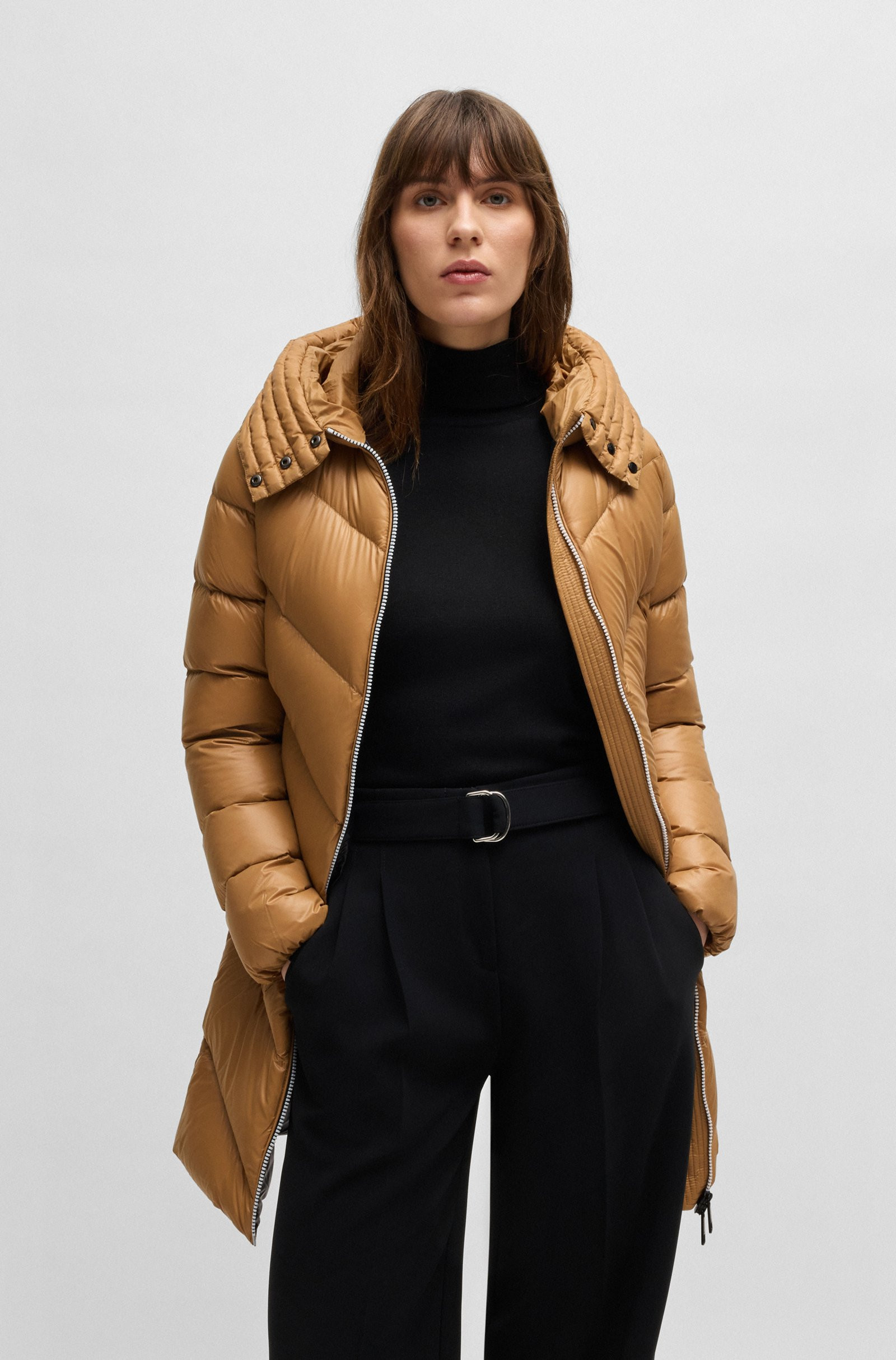 BOSS Down-filled parka jacket with oversized hood