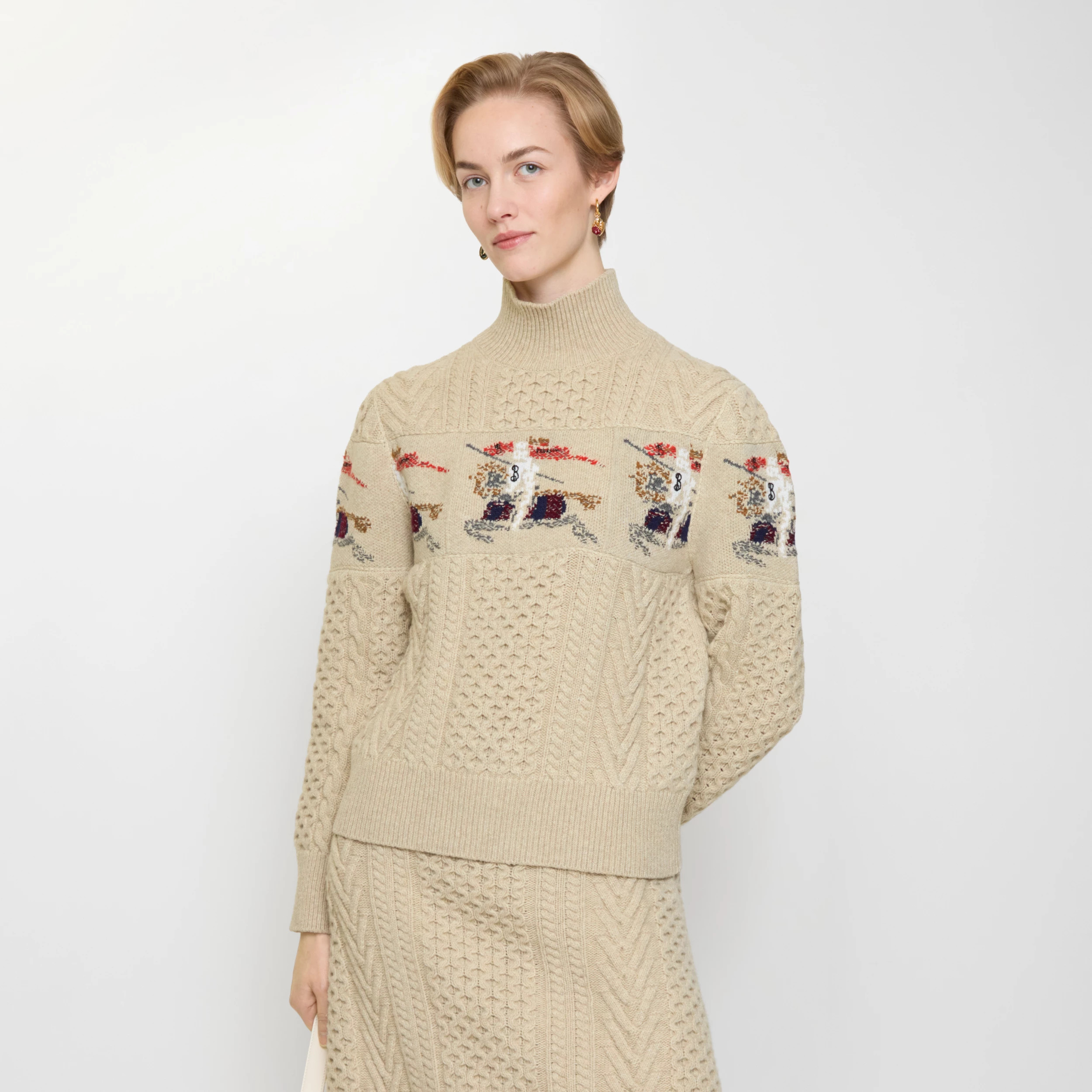 BURBERRY EKD Aran Knit Wool Sweater