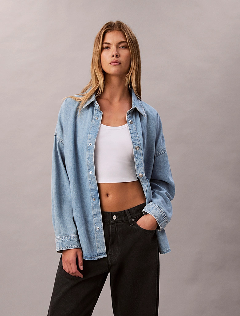 Calvin Klein Denim shirt made of linen and cotton