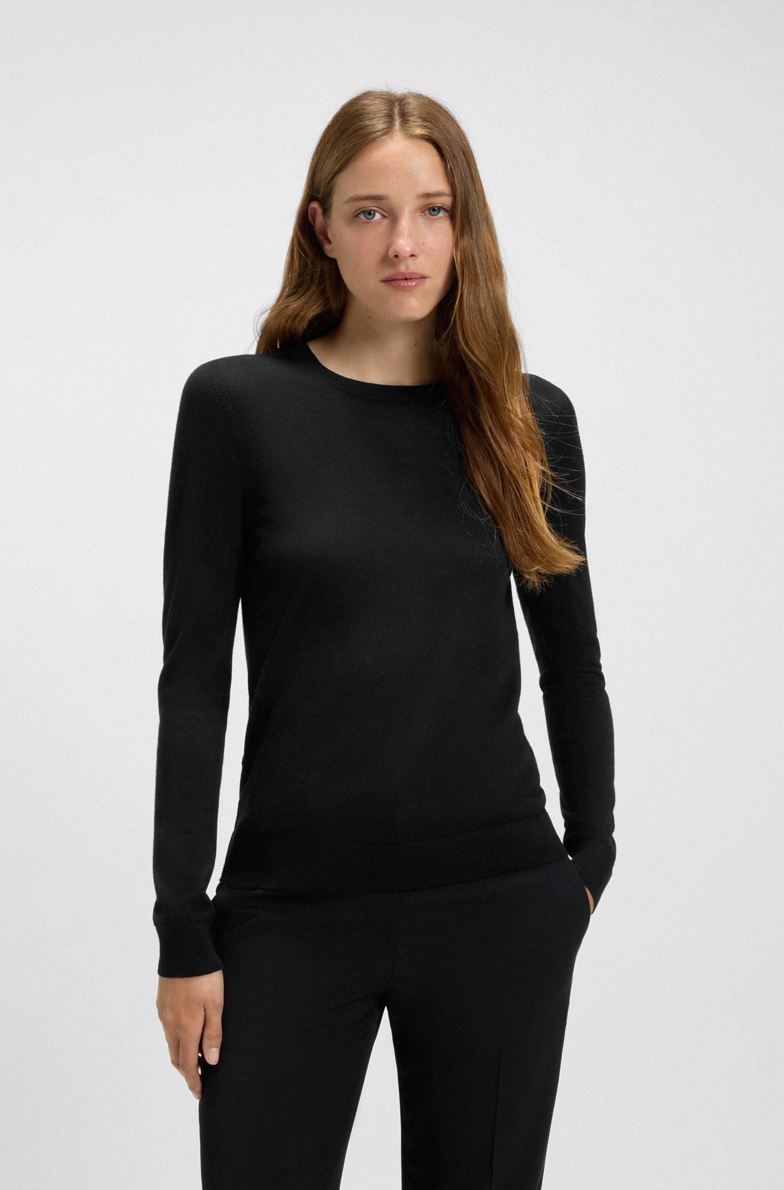 BOSS Slim-fit sweater in merino wool