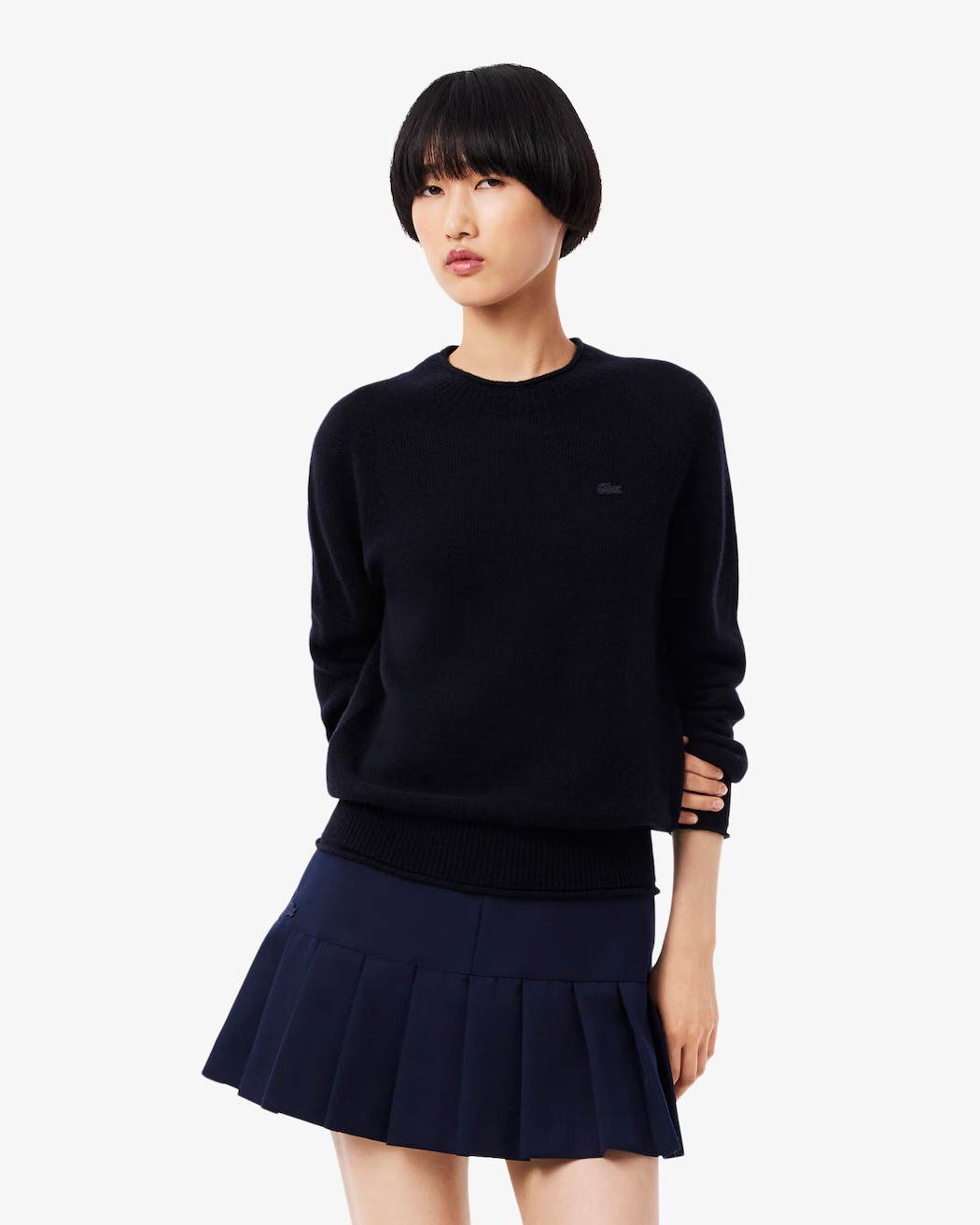 LACOSTE Sweater made of 3D knit shawl wool