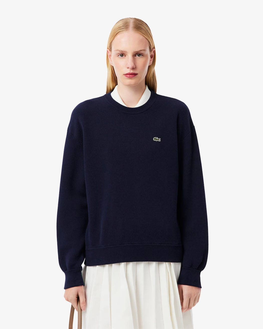 LACOSTE Relaxed fit cotton pullover with a round neck