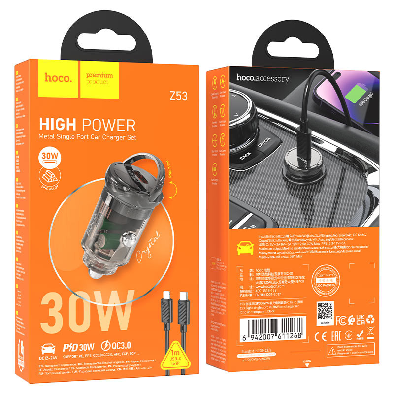 oco Z53 Type-C to Lightning 1m PD30W car charger