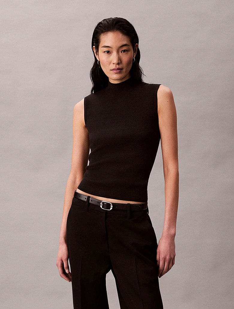 Calvin Klein Viscose blend vest with stand-up collar