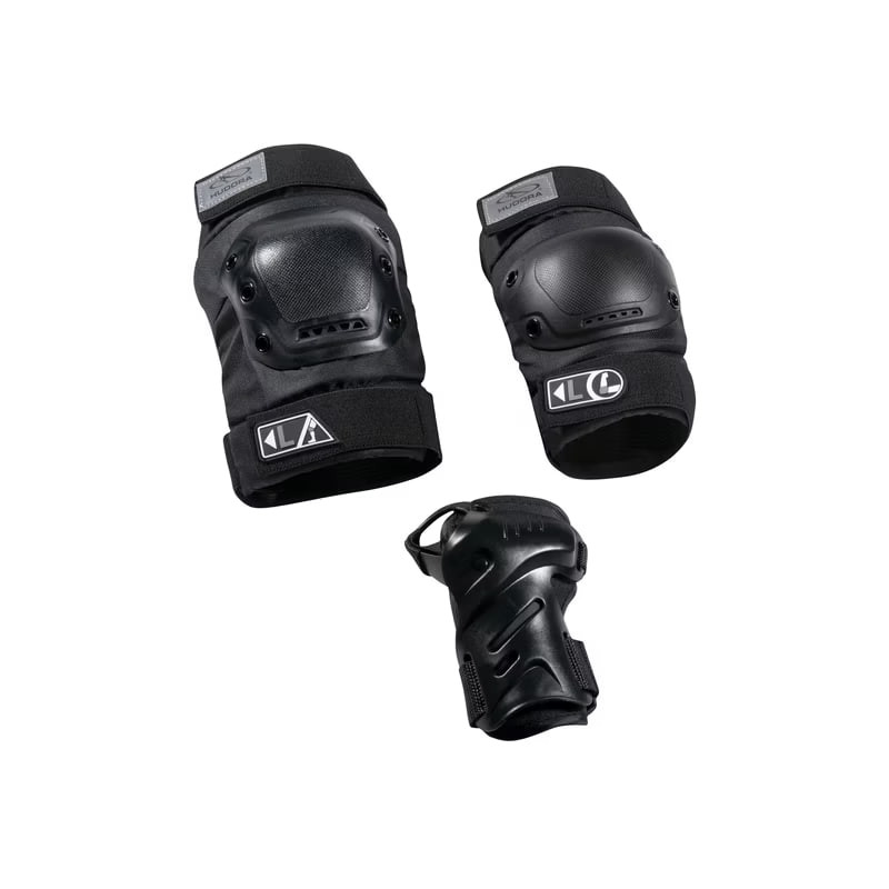 Hudora biomechanical protector set Pro for elbows, knees, and wrists – black