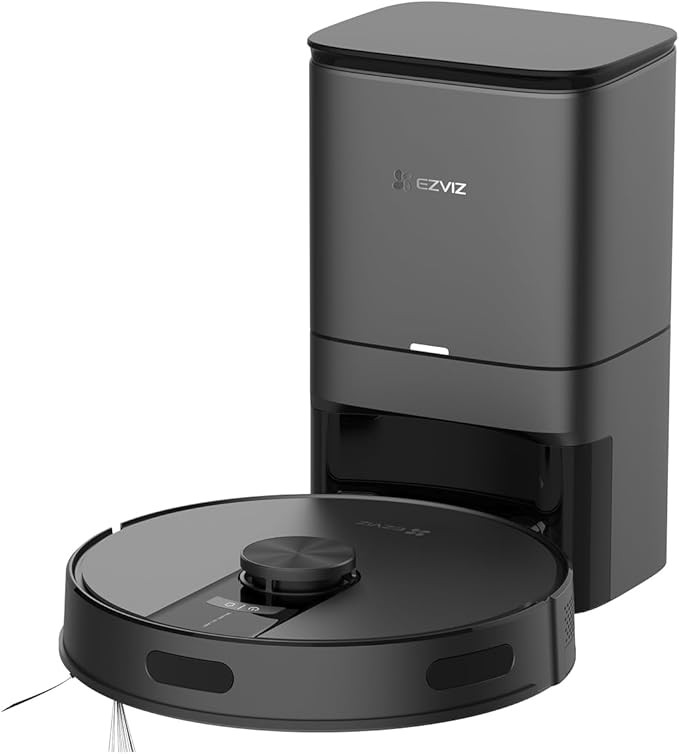 EZVIZ Robot Vacuum Cleaner with Automatic Dust Emptying, WLAN Household Cleaner and Vacuum Cleaner with LiDAR Navigation and Obstacle Detection, App Control, RE4 Plus Black