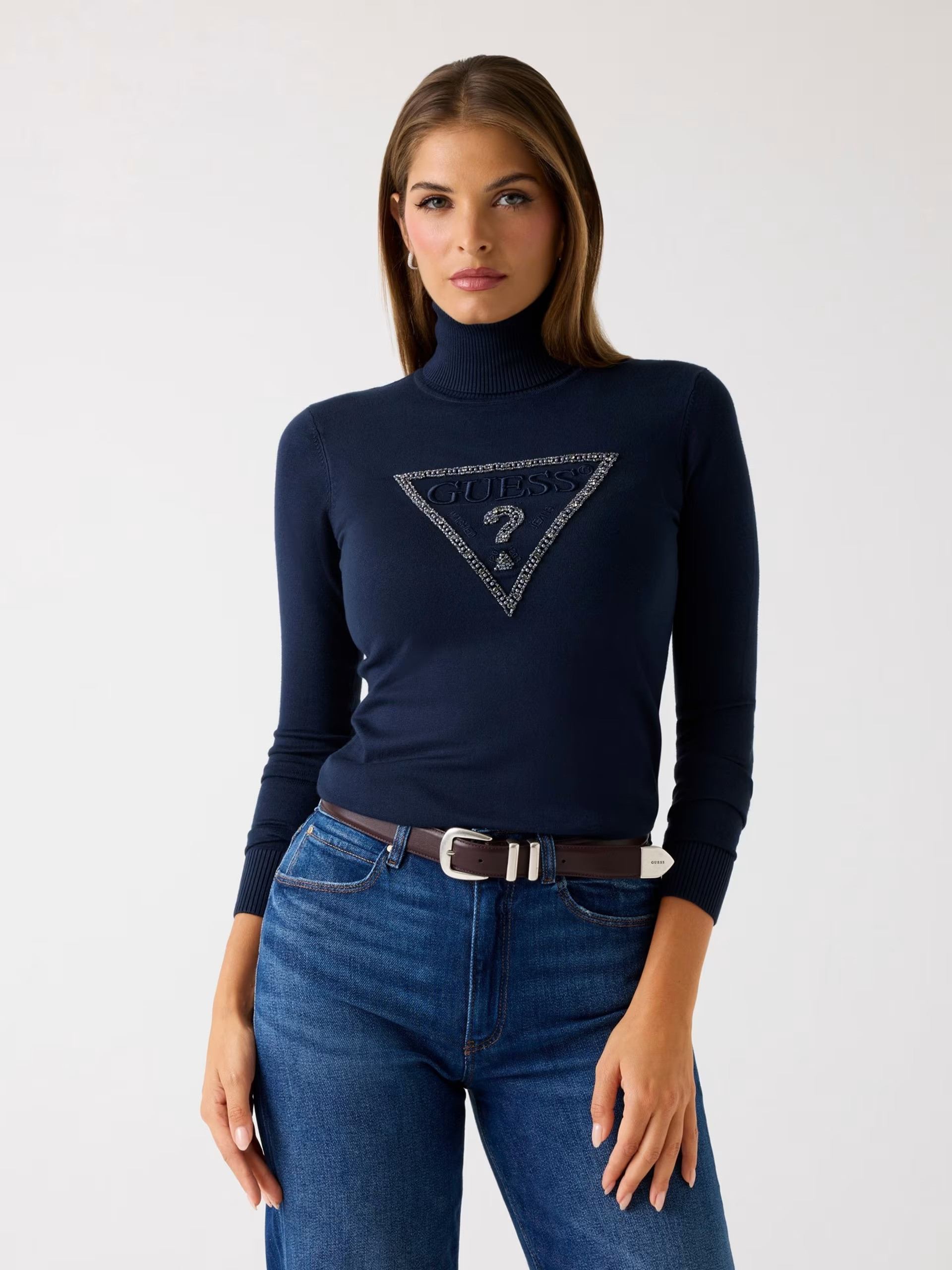 Guess Triangle logo turtleneck sweater