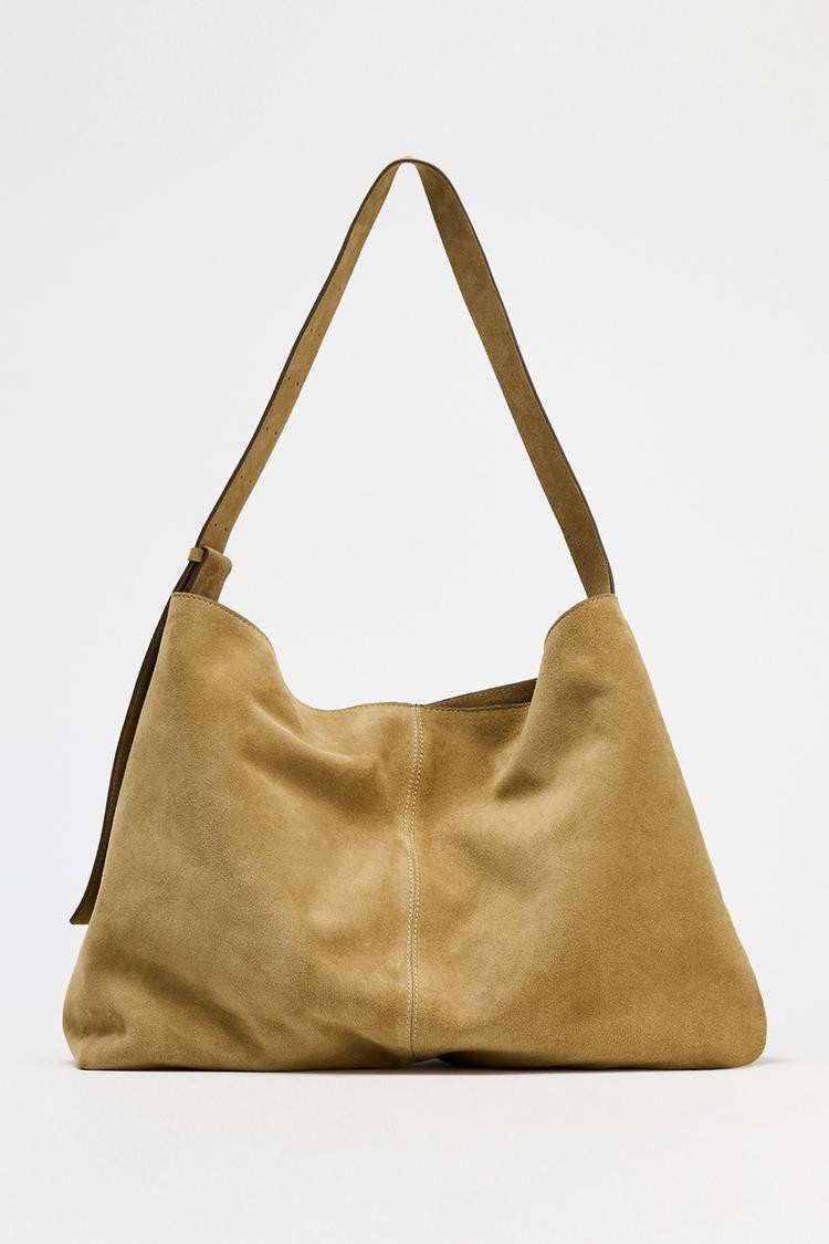 Zara MAXI SPLIT SUEDE BUCKET BAG