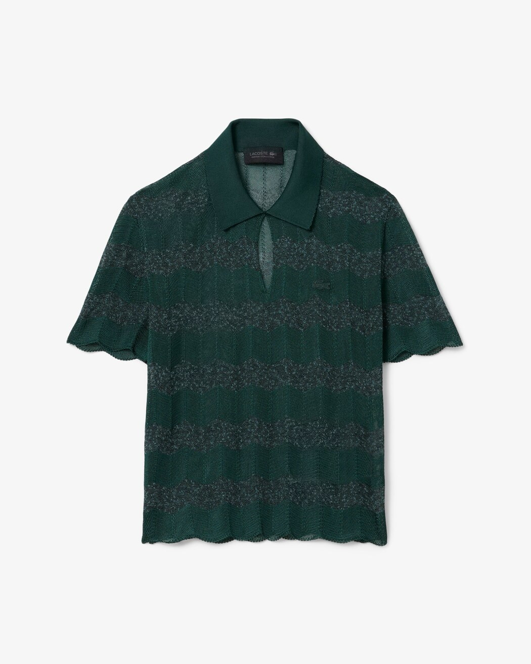 LACOSTE Runway pullover in pointelle knit with polo collar