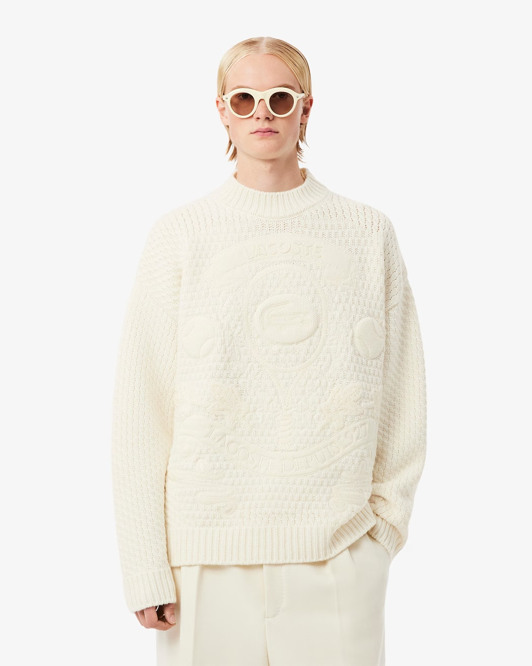 LACOSTE Runway wool sweater with embroidered badge
