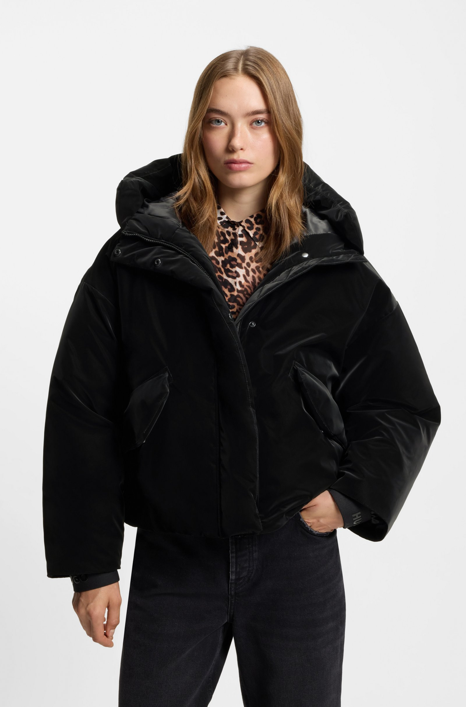 HUGO Water-repellent jacket with elasticated logo cuffs