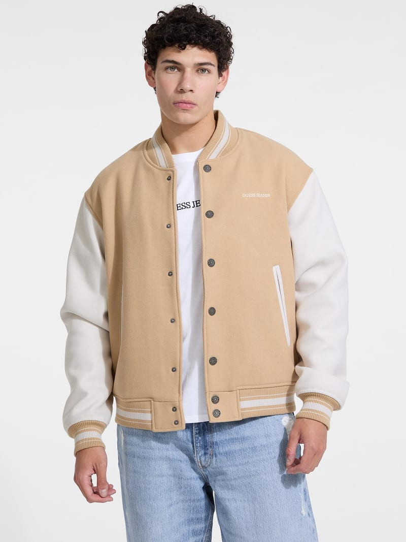 Men’s College-Style Varsity Jacket with Embroidery