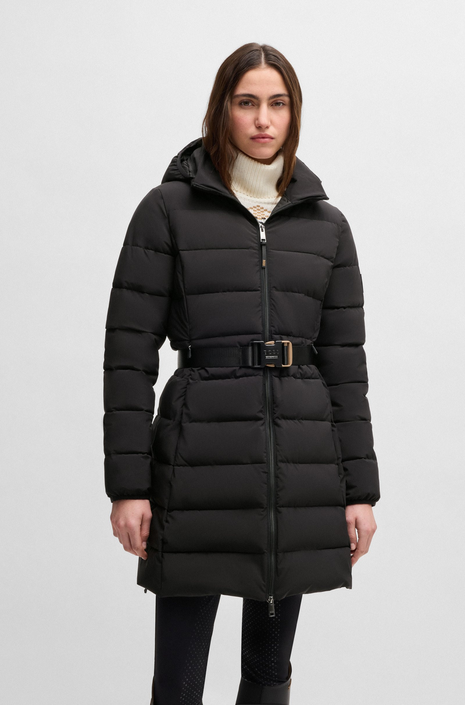 BOSS Equestrian water-repellent quilted coat with side zips