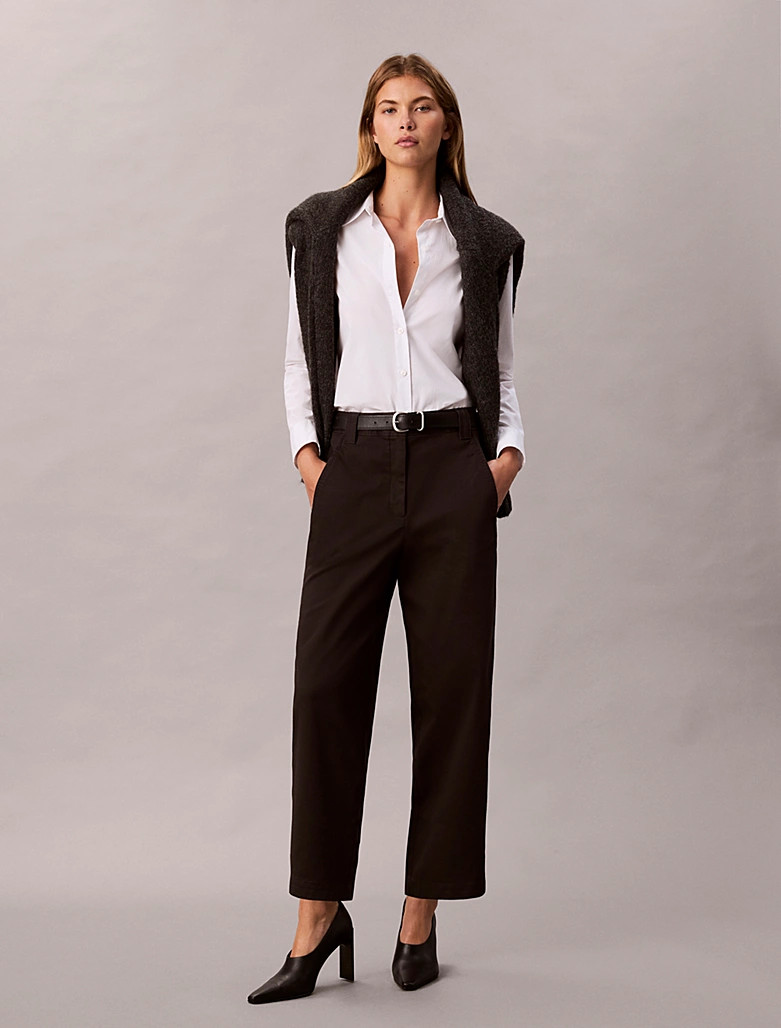 Calvin Klein Barrel leg trousers in cotton stretch twill