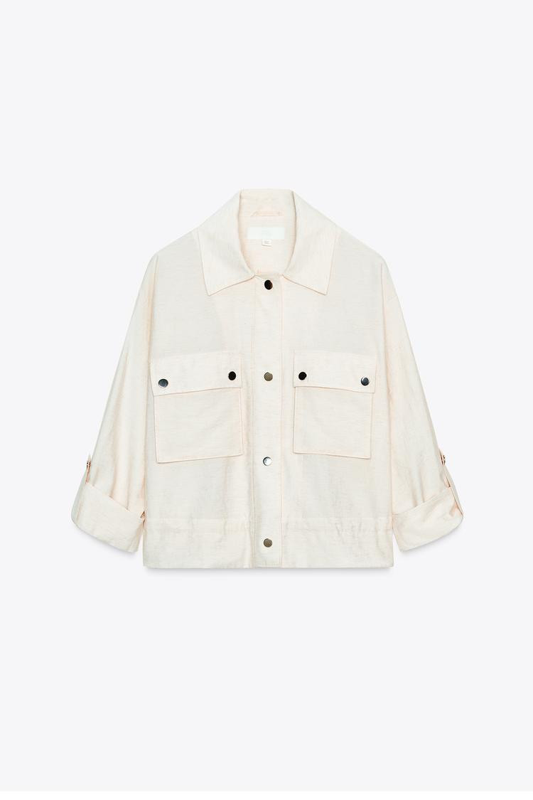 Zara SHORT SLEEVE SAFARI SHIRT WITH TURN-UPS