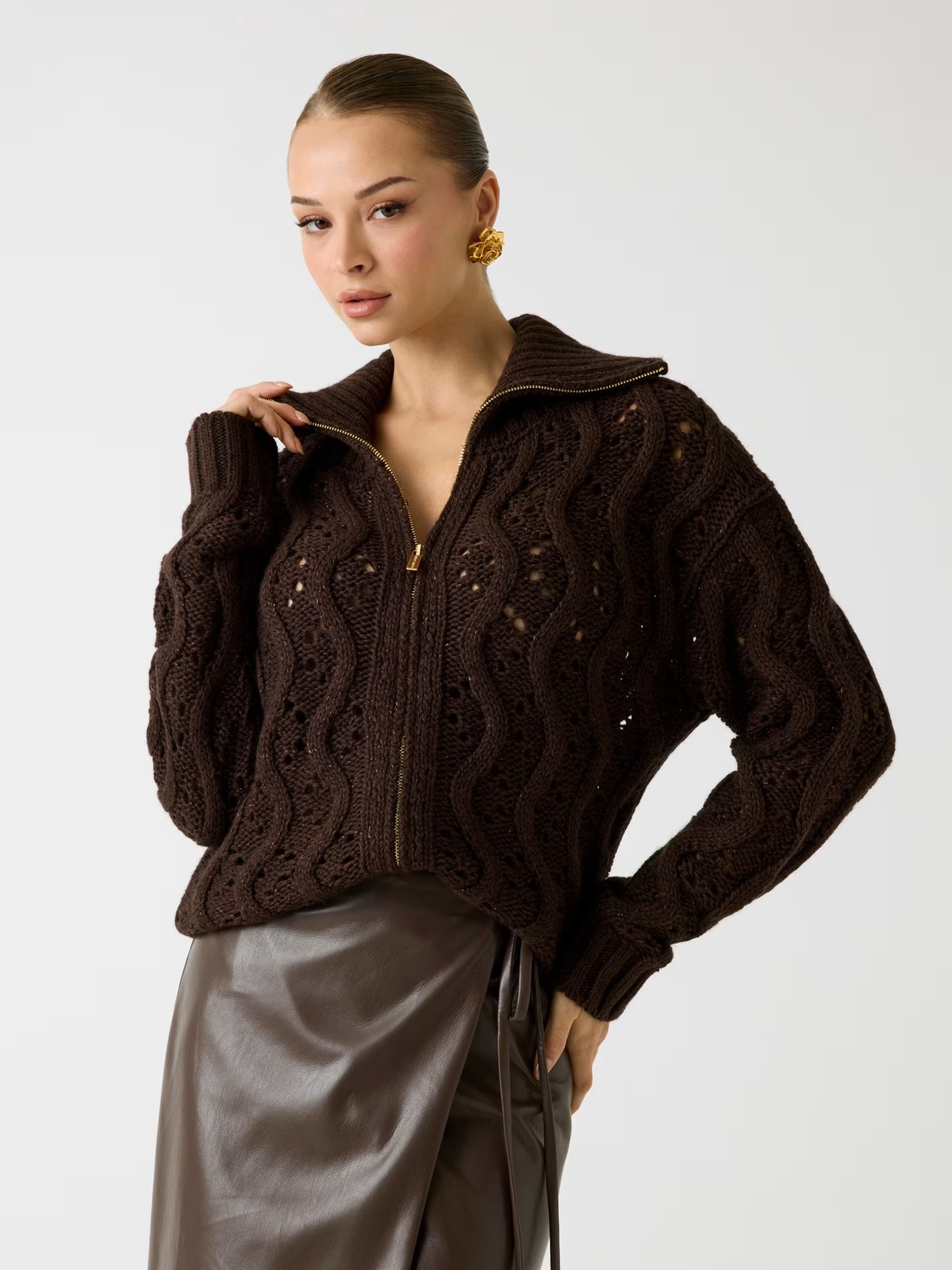 Guess Marciano wool-blend cable-knit cardigan