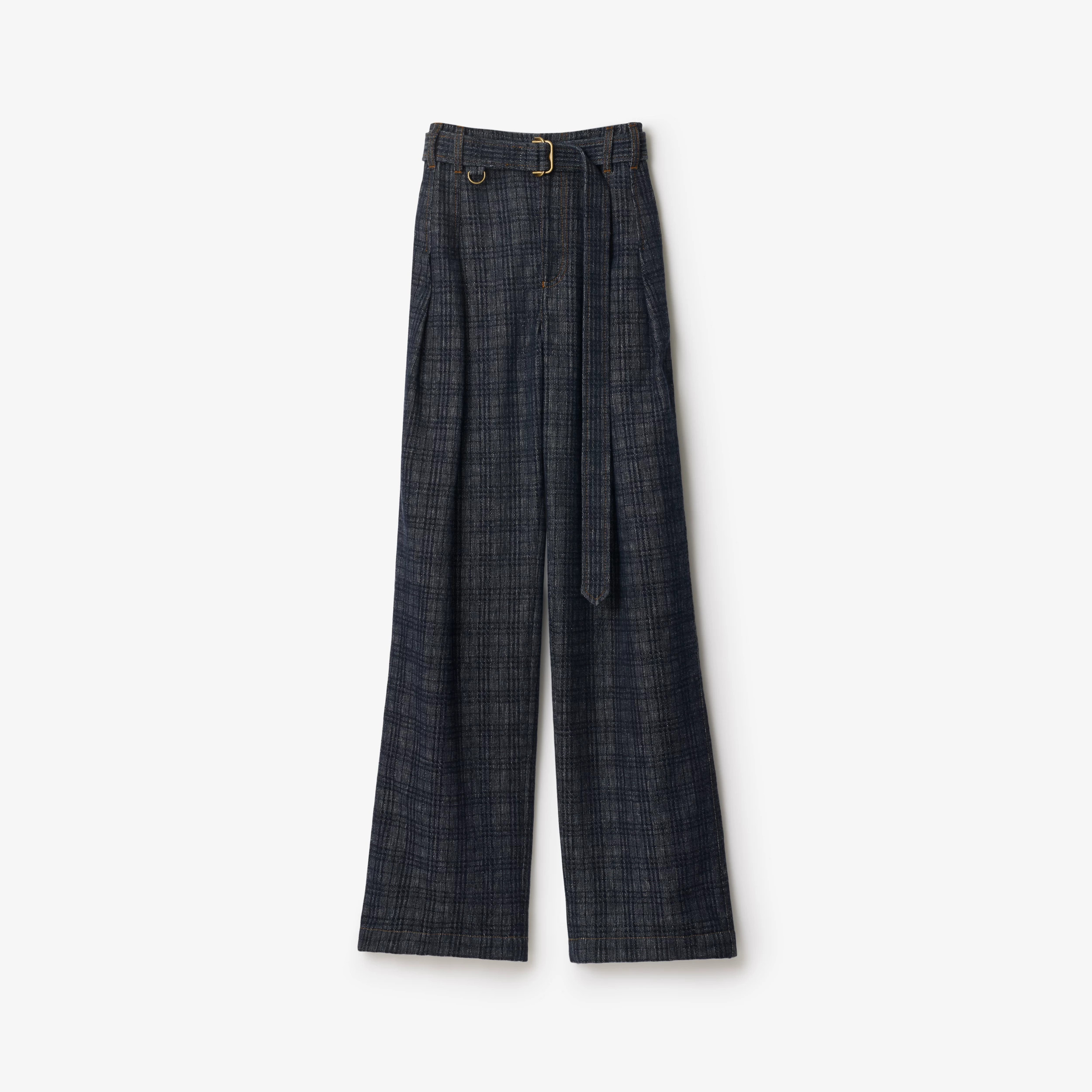 Burberry High Rise Wide Check Denim Jeans