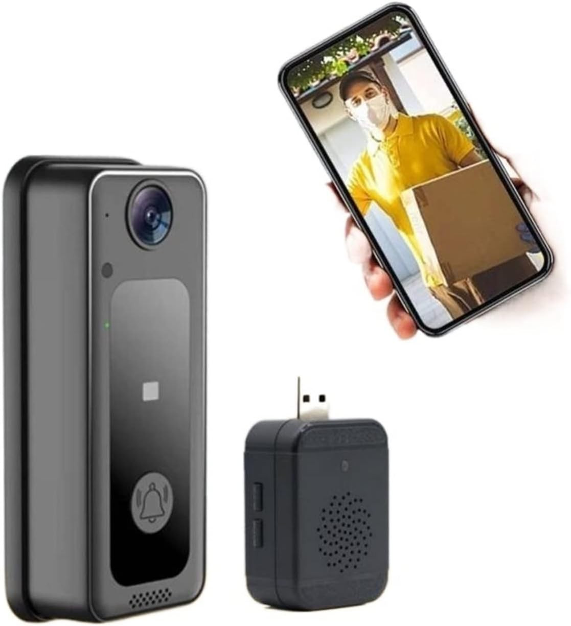 CMOLVUR Wireless Video Doorbell, Smart Doorbell APP Remote Control Home Security System Camera Call Intercom HD Outdoor