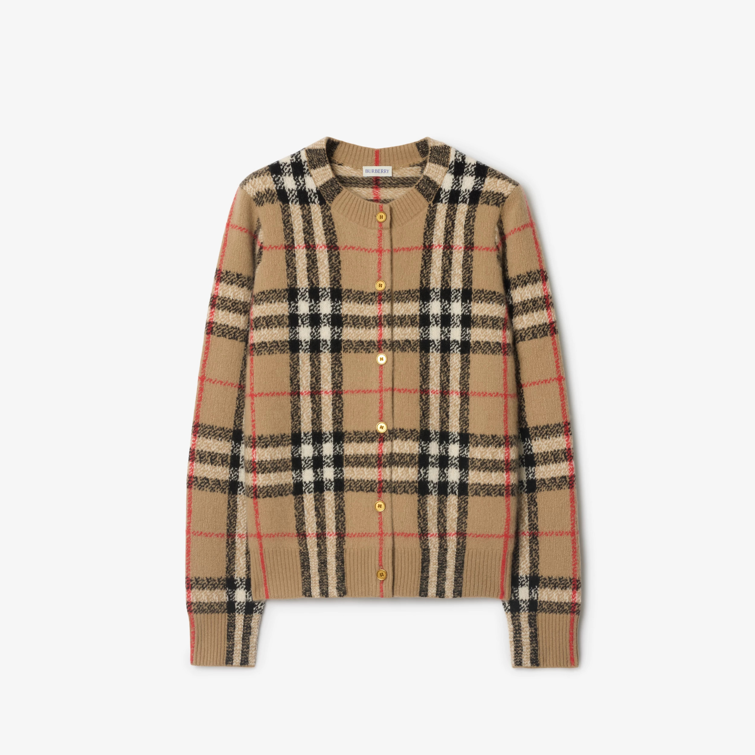 BURBERRY Check Cashmere Wool Cardigan
