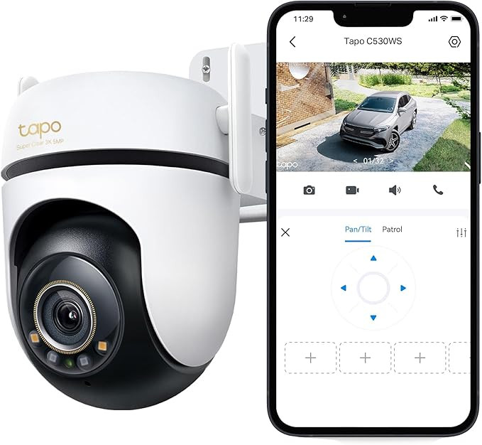 Tapo C530WS 360° Outdoor Surveillance Camera, 3K 5MP, Starlight Colour Night Vision, AI Detection, Motion Tracking, WLAN or Ethernet, MicroSD Card up to 512 GB