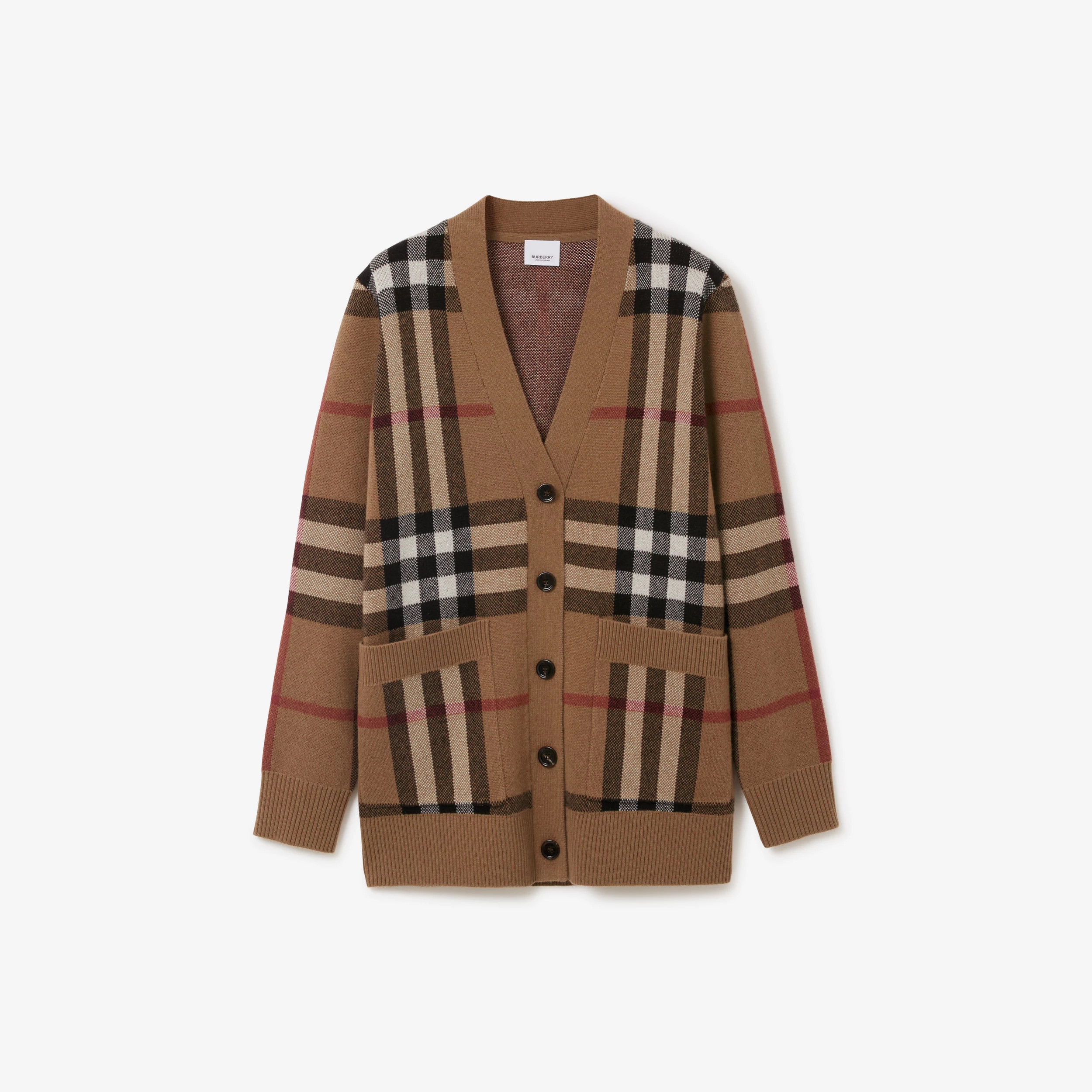 BURBERRY Check Wool Cashmere Cardigan