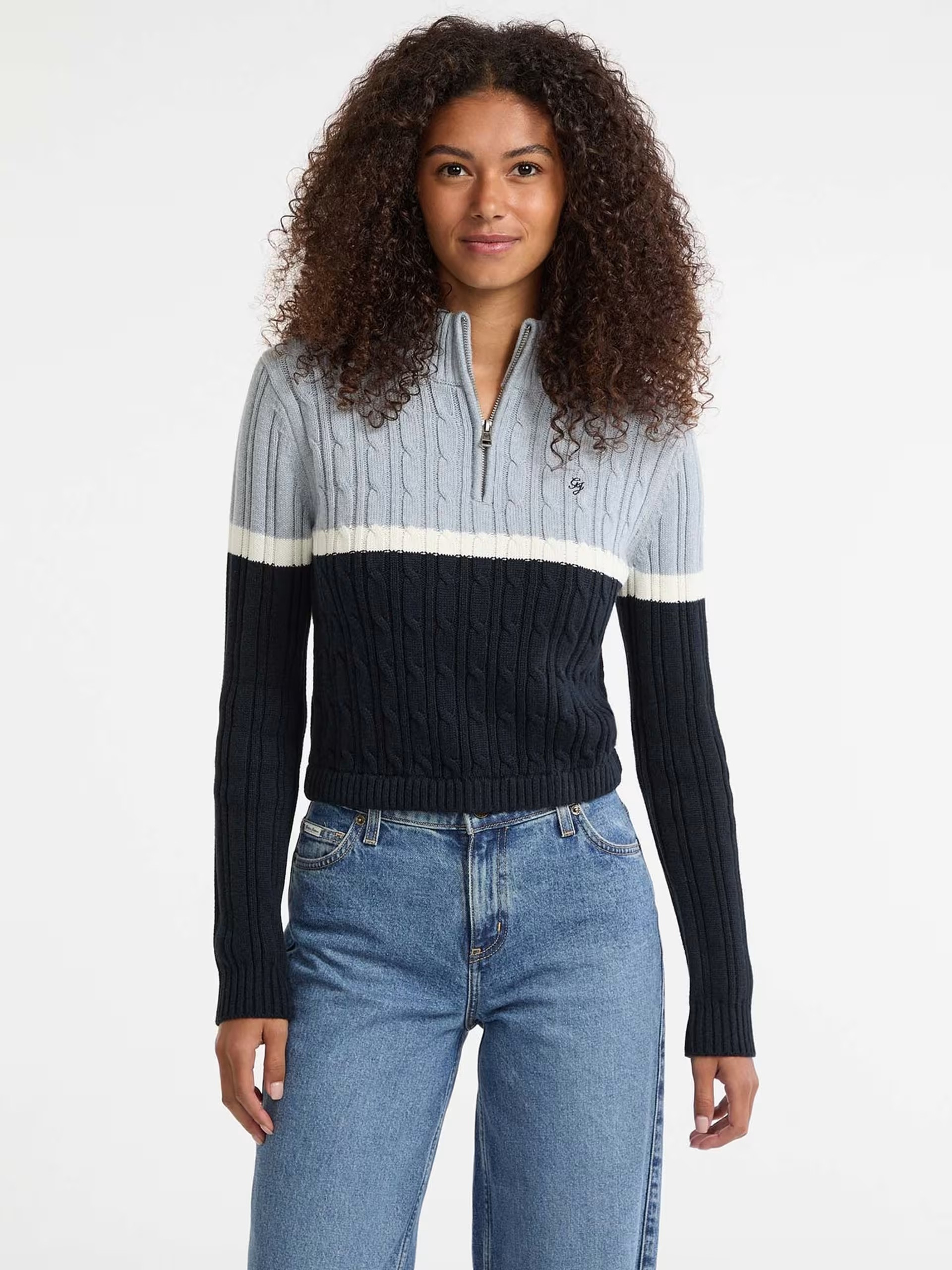 Guess Jeans Half zip cropped sweater