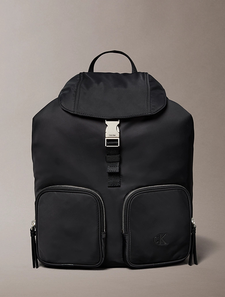 Calvin Klein Backpack with flap made of soft satin nylon