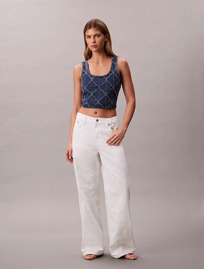 Calvin Klein Allover Monogram Low Rise Baggy Jeans