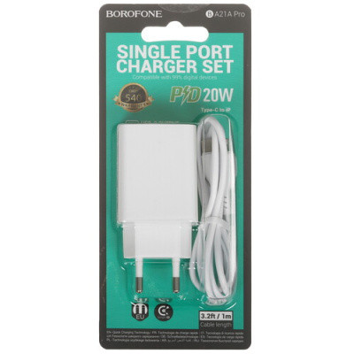 BOROFONE BA21A Pro Type-C to Lighting 1m-20W charger