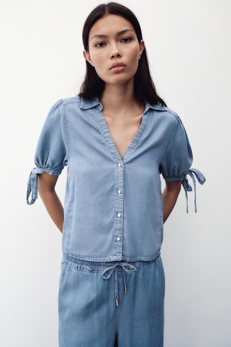 Zara SHORT SLEEVE SHIRT WITH TIES