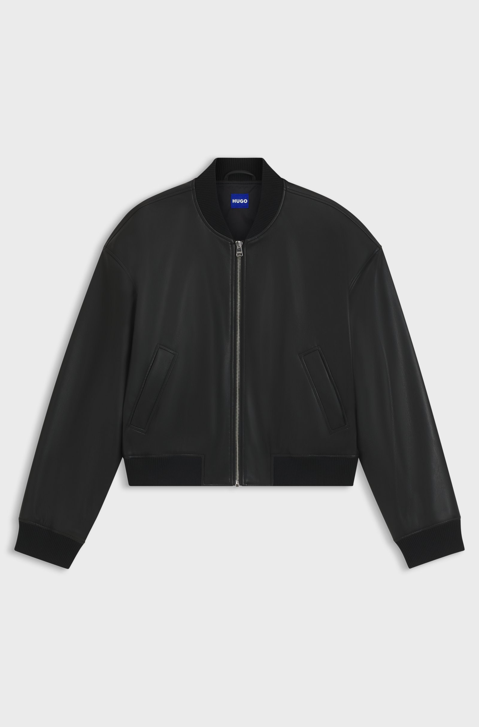 BOSS Cropped bomber jacket in faux leather