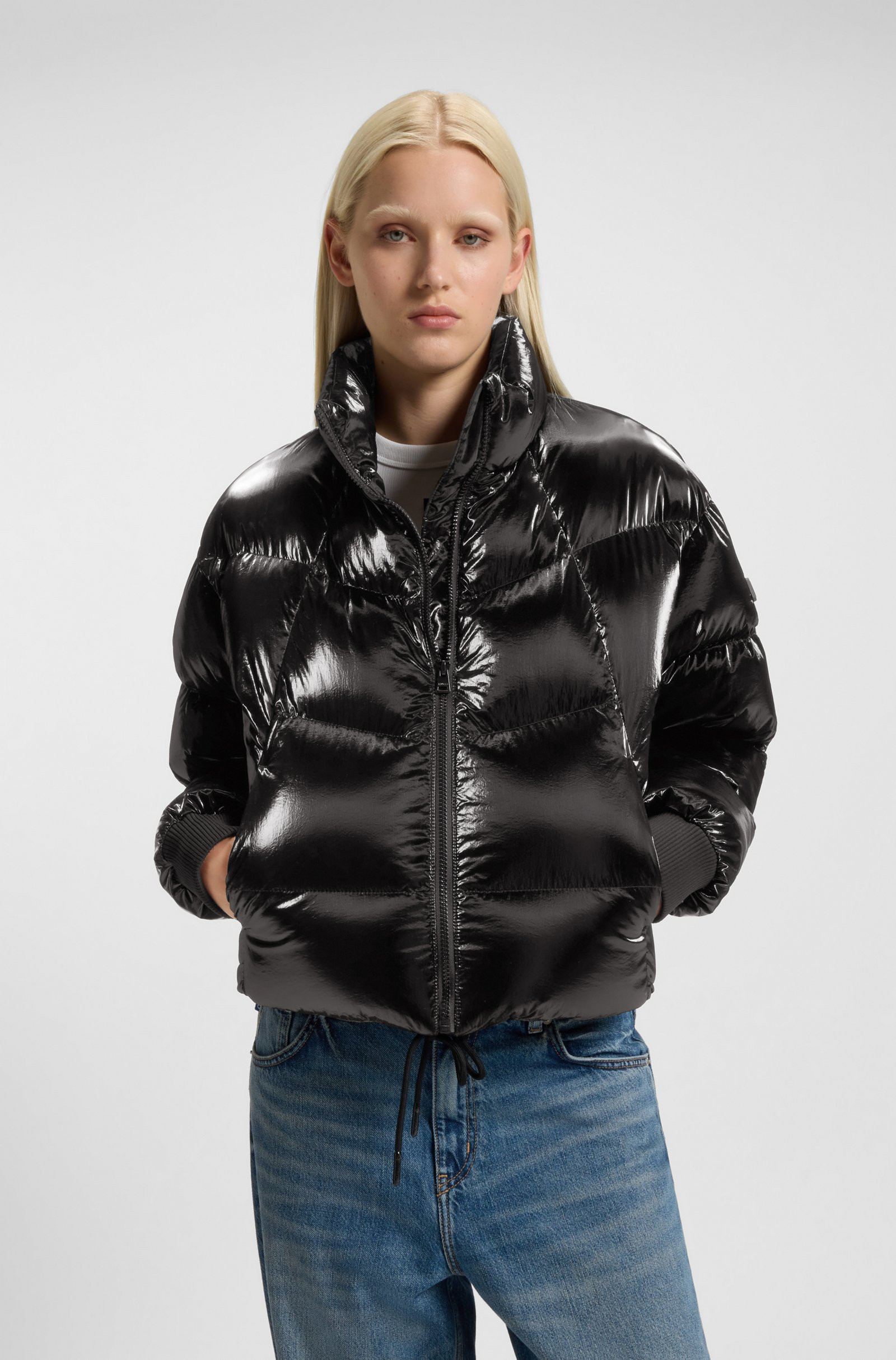 HUGO High-sheen puffer jacket with silicone logo badge