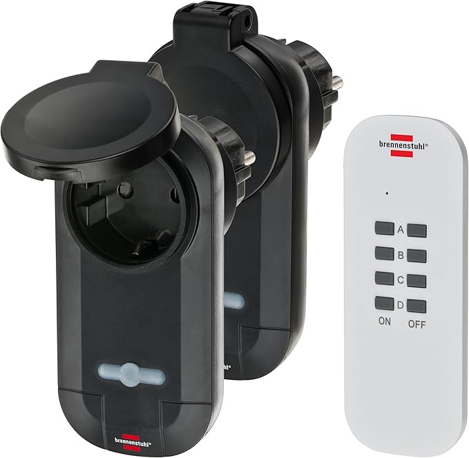 Brennenstuhl RCS 1000 N Comfort Wireless Switch Set with Hand-Held Transmitter and Child Safety Lock, White