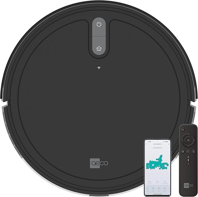 aeco VacuBot X3 Robot Vacuum Cleaner with 5000 Pa Strong Suction Power, Gyroscope Navigation, 120 m² Suction Area, 160 min Battery Life, 18 mm Obstacle Overcoming, Infrared Remote Control & App