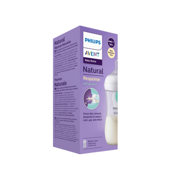 Baby feeding bottle with AirFree valve, Natural Response, 260 ml, 1 piece, Philips Avent