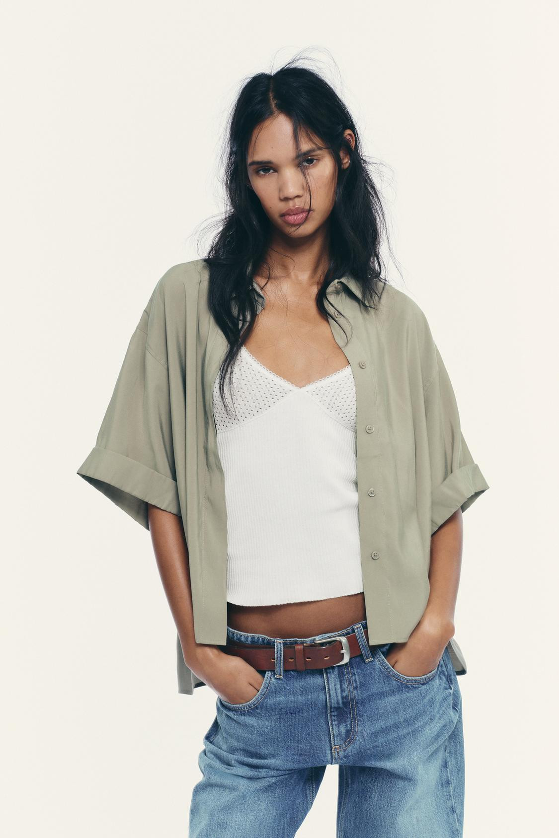 Zara SHORT SLEEVE FLOWING SHIRT