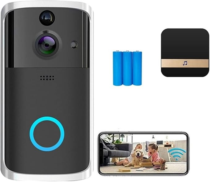 CMOLVUR Wireless Video Doorbell, Door Bell Doorbell Smart Camera Phone Intercom with Motion Detection Waterproof for Home Security(Nero)