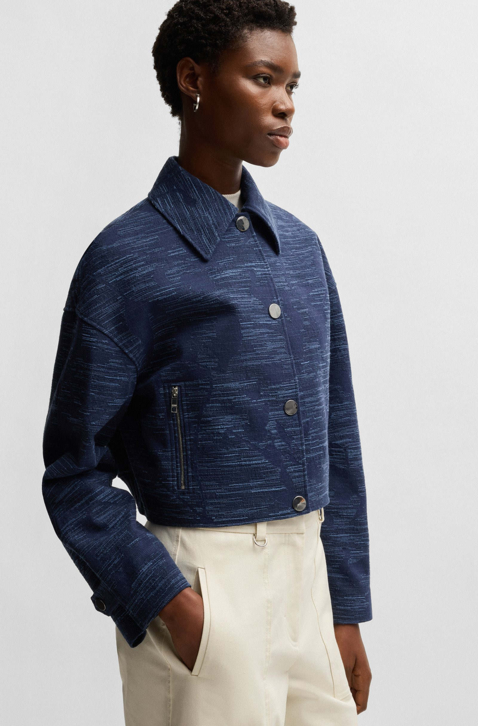 BOSS Relaxed-fit jacket with floral structure