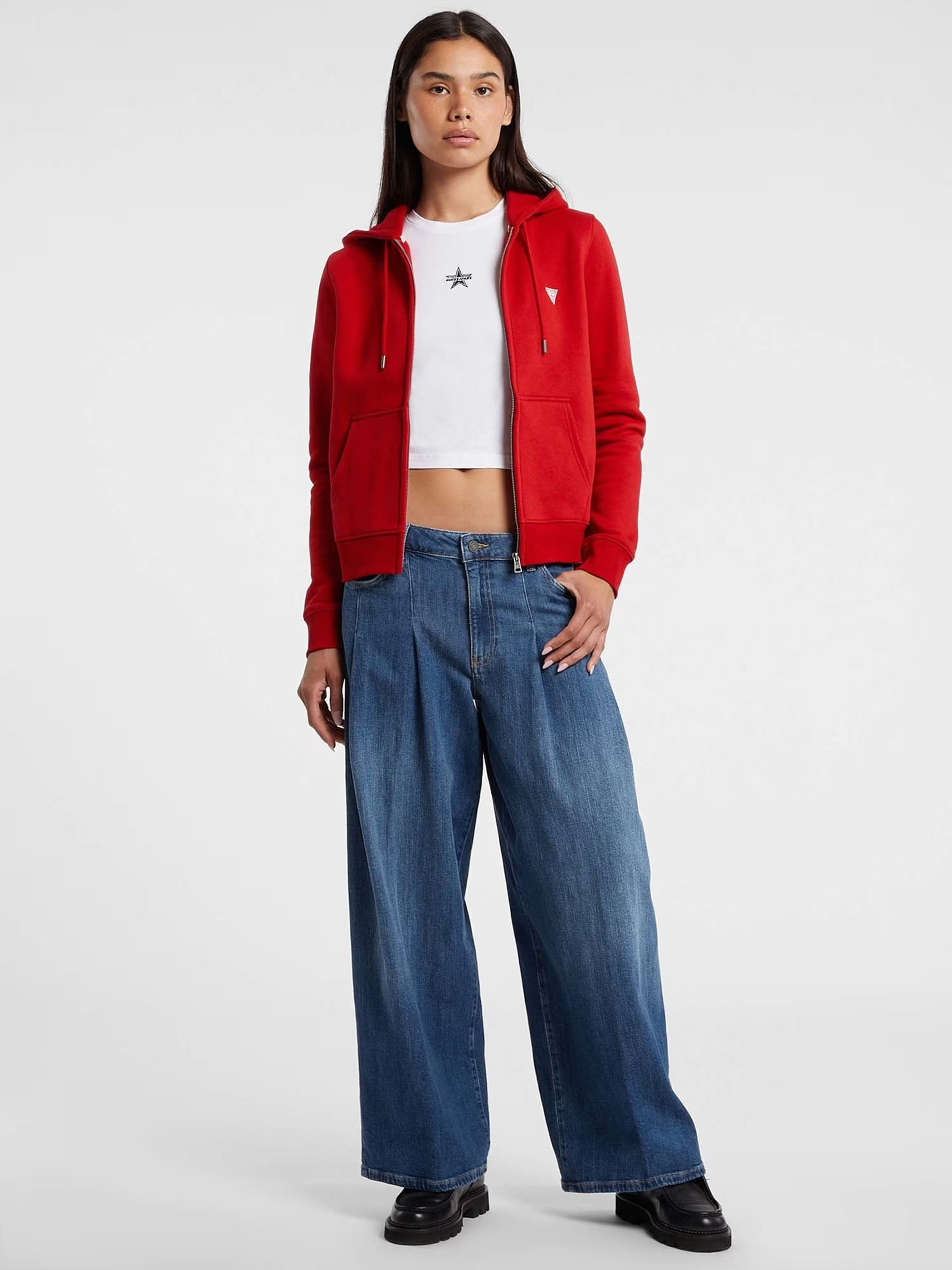 Guess G12 pleated extra wide-leg jeans