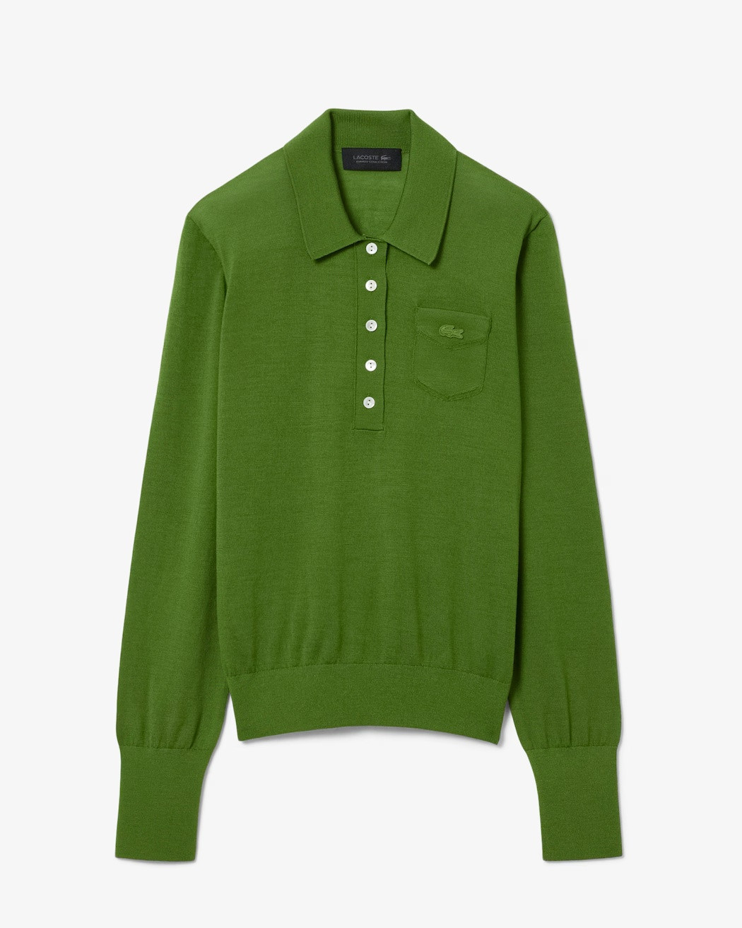 LACOSTE Runway merino wool sweater with polo collar