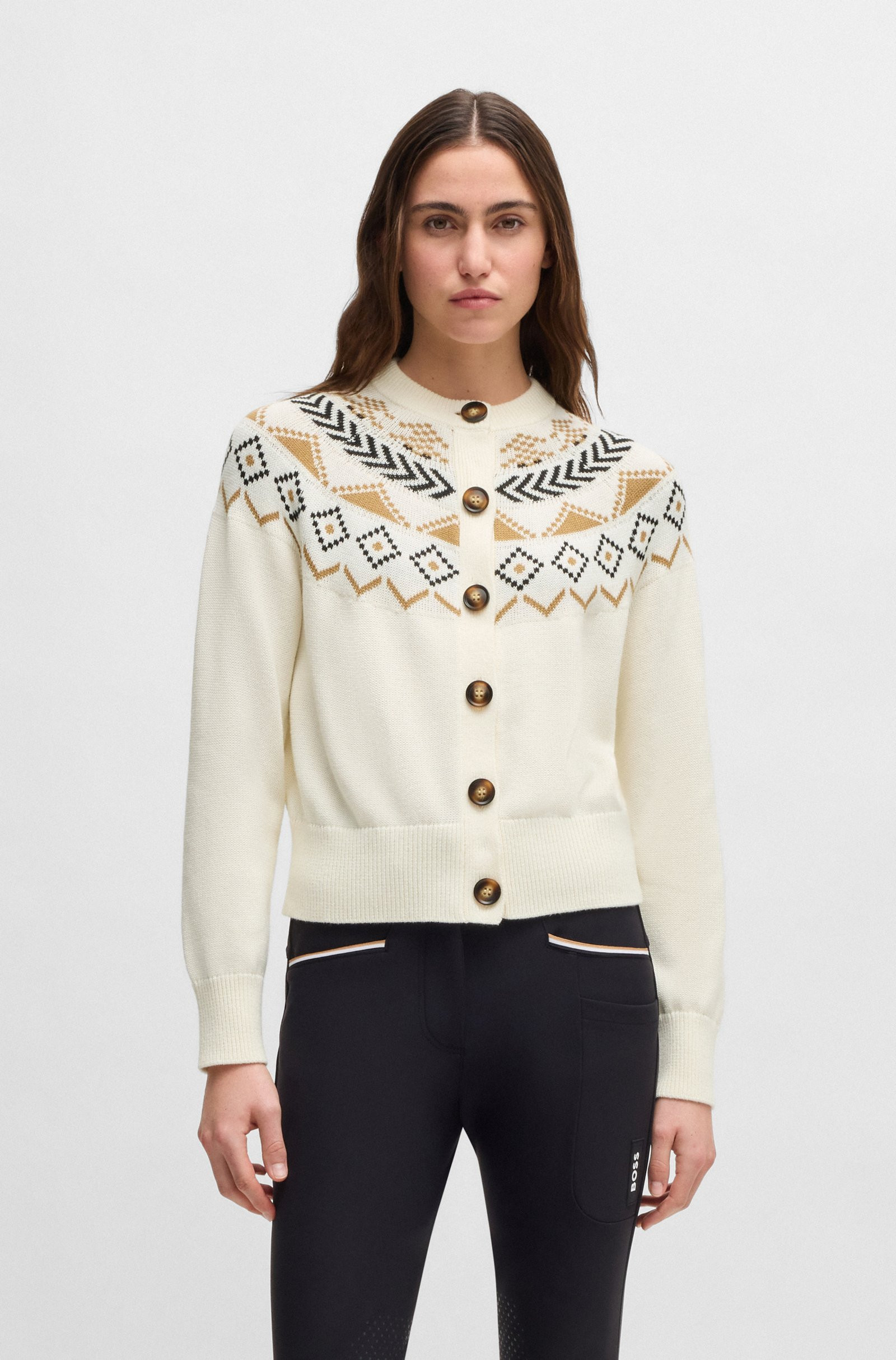 BOSS Equestrian cardigan with knitted pattern