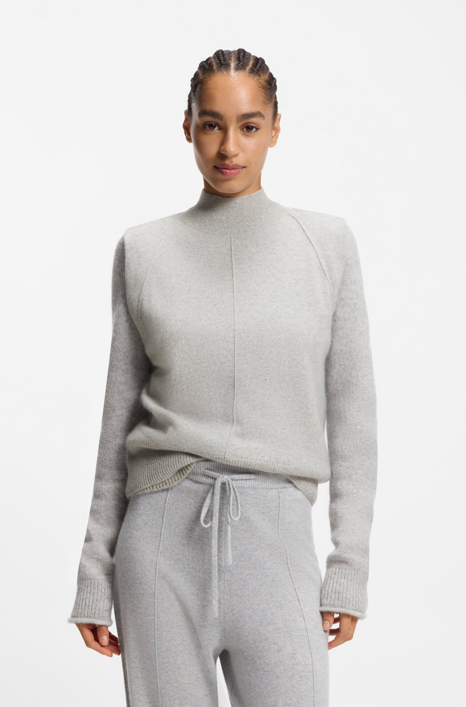 BOSS Sleeveless knitted top in cashmere with shoulder patches