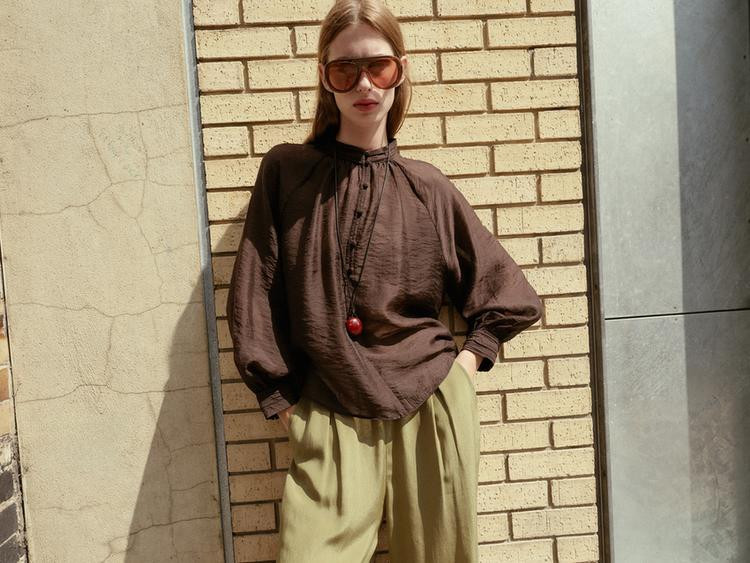 Zara SEMI-SHEER PUFF SLEEVE BLOUSE