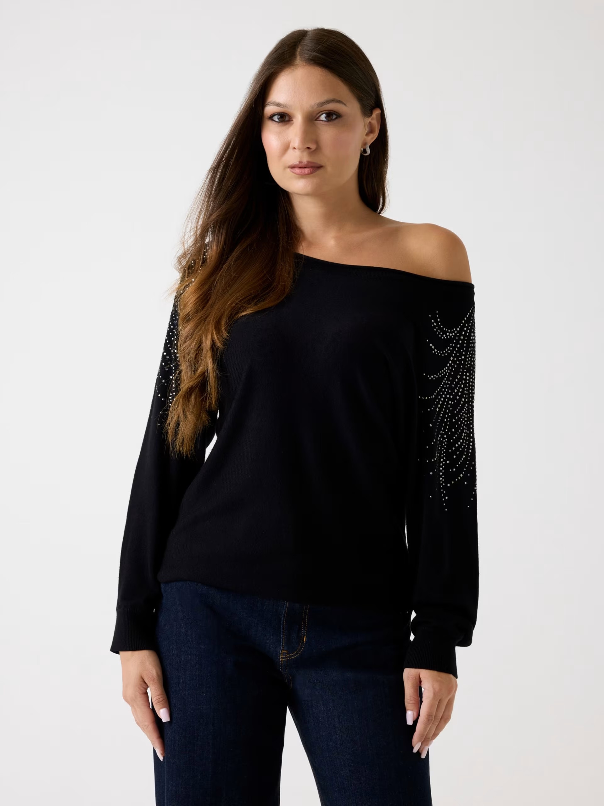 Guess Rhinestone boat-neck sweater